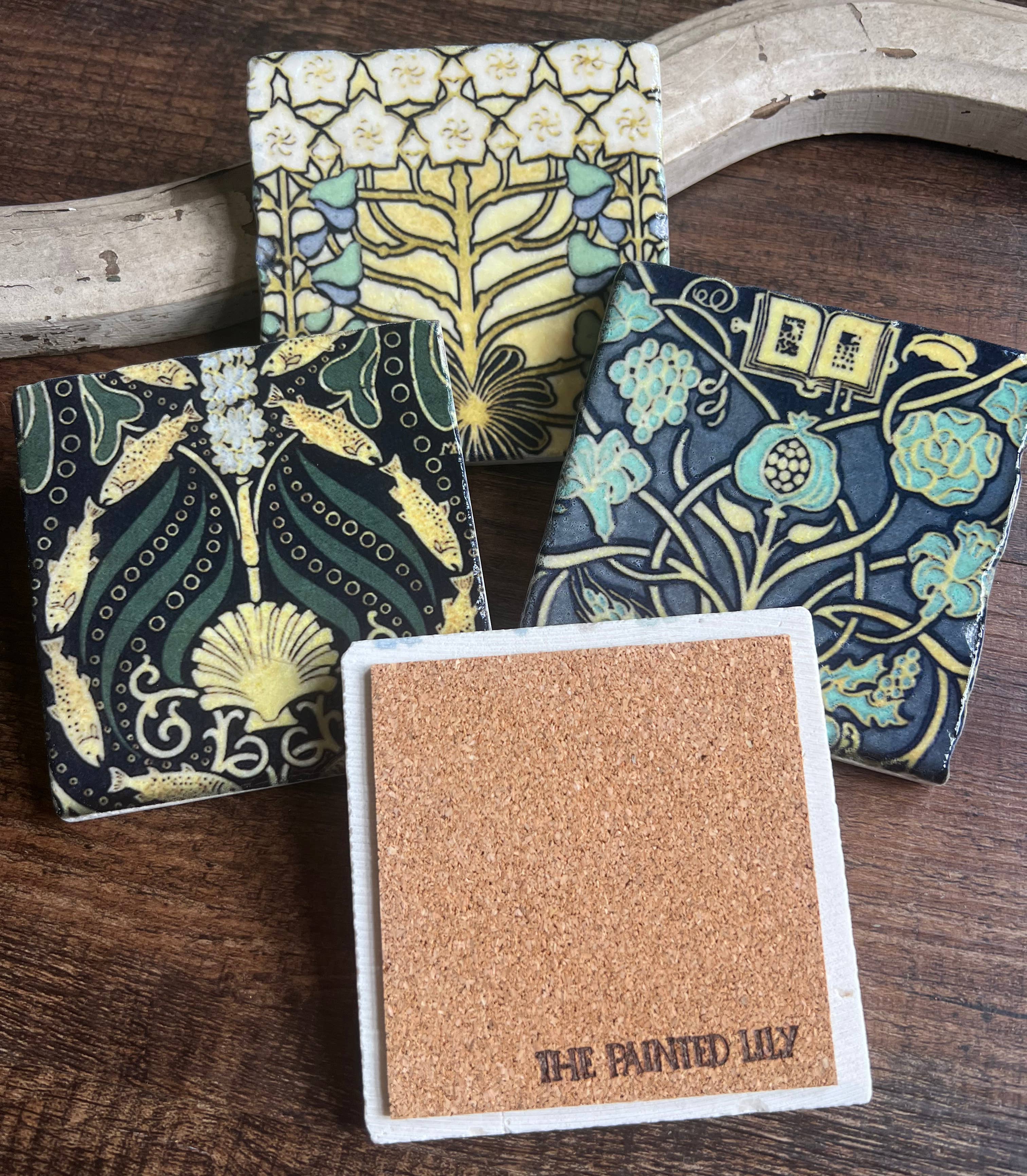 The Painted Lily - Wholesale Coasters - Blue Tapestry stone coasters - case of 43