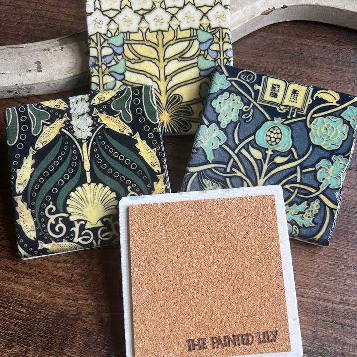 The Painted Lily - Wholesale Coasters - Blue Tapestry stone coasters - case of 43