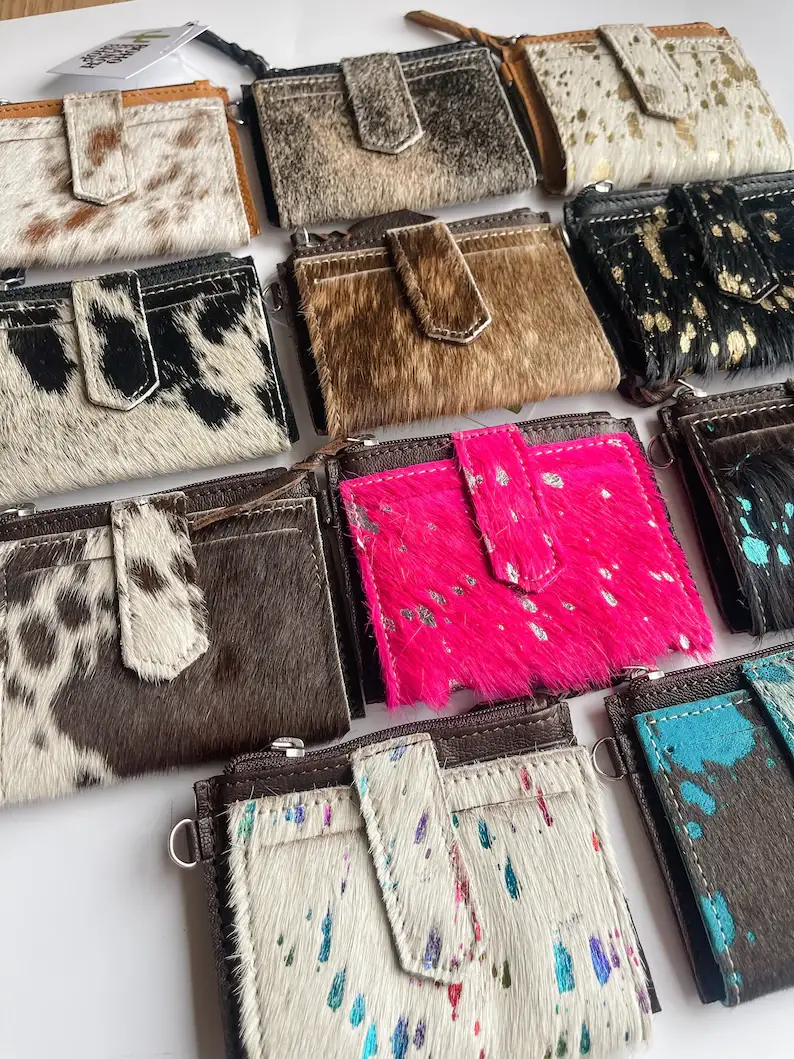 Boho Ranch Shop - Wholesale Wristlet - Dakota Wristlet Wallet - Western Cowhide Leather Credit Card1