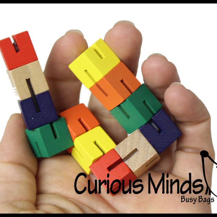 Curious Minds Toys – wholesale Fidget Toy - Barn – 1 liten bendy Wood Fidget-leksak - Flexibelt pussel Fidget med