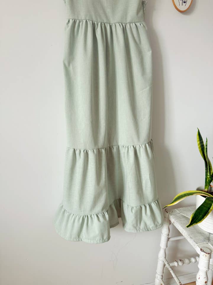 Rubis Pastel - Wholesale Dress - Women's - Sage green Sofia dress (cotton & linen)