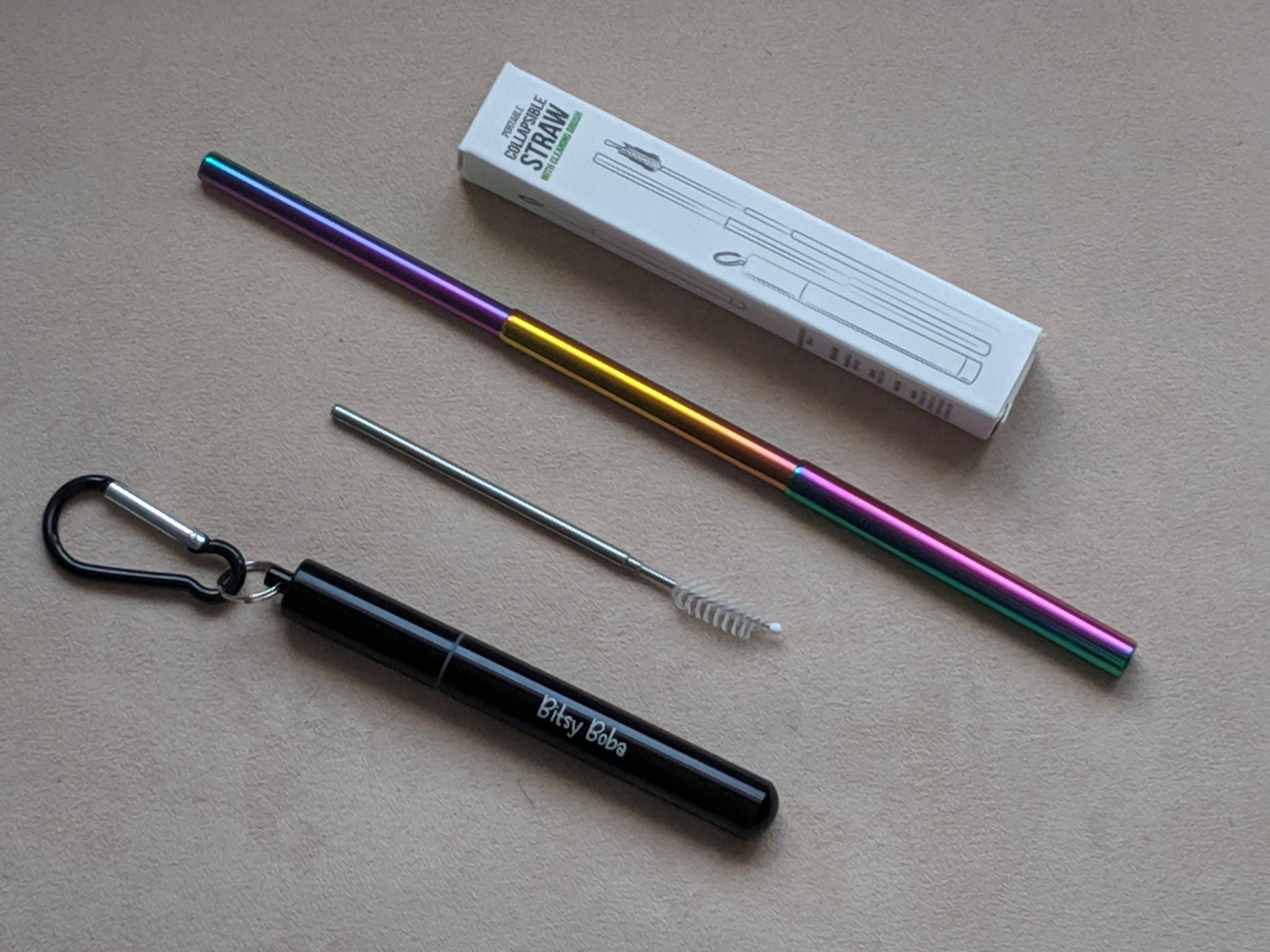 Bitsy Boba - Wholesale Drinking Straw - Reusable Straw Set | Telescopic Stainless Steel Straw Set4