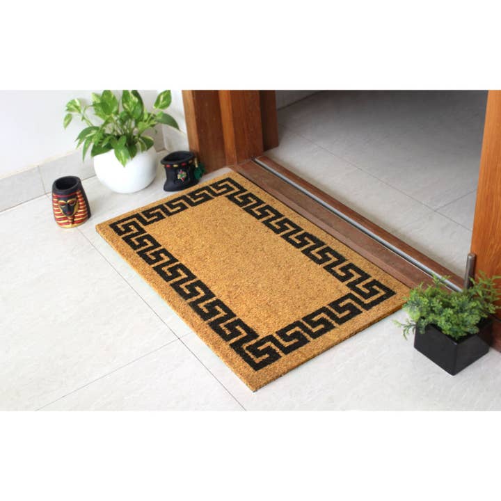 RugSmith - Wholesale Door mat - RugSmith Black Greekey bordered Doormat, 18" x 30"1