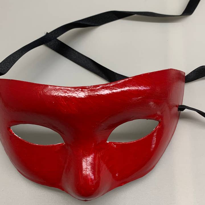 Caufield's Novelty – wholesale Costume – Unisex – Paper Mache Masquerade Half Mask with Black Ribbon Ties