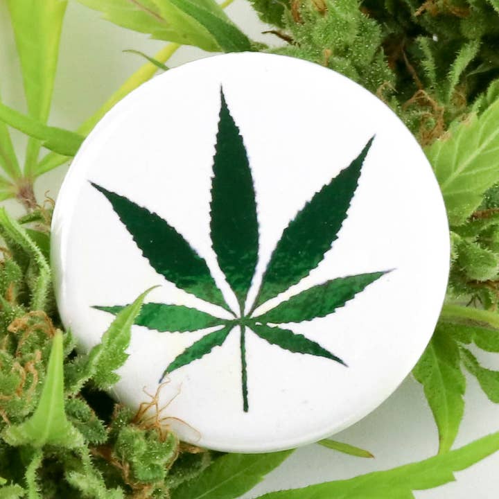 Cannabis, Weed Themed Foil Button or Magnet for wholesale by Ifs, Ands, Or Buttons