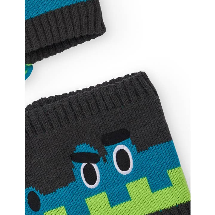 tuc tuc - Wholesale Winter Accessory Set - Kids - Dinosaur design hat and neck set for children3