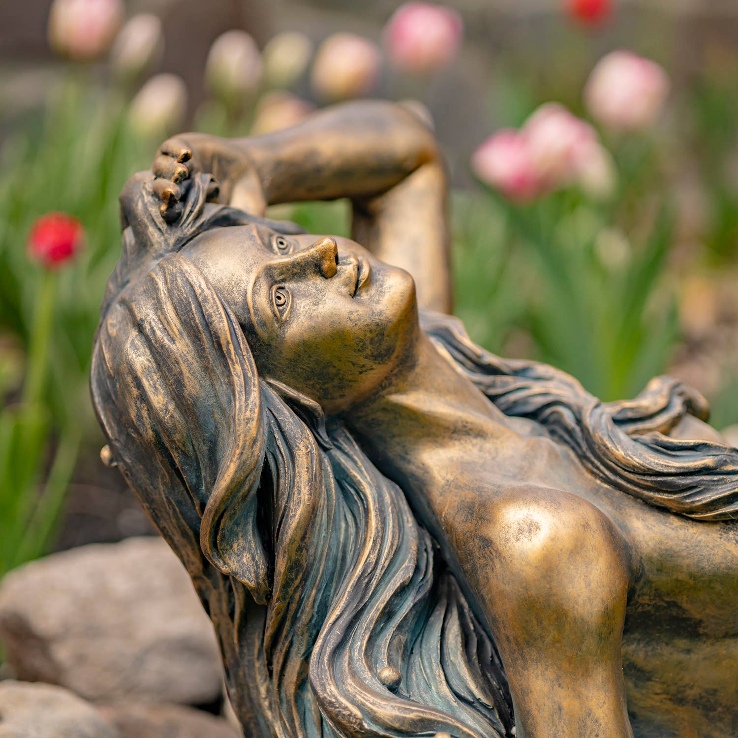 Zaer Ltd. International - Wholesale Outdoor Ornament/Decor - 36" Long Mermaid Reclining on Rock "Camree"5