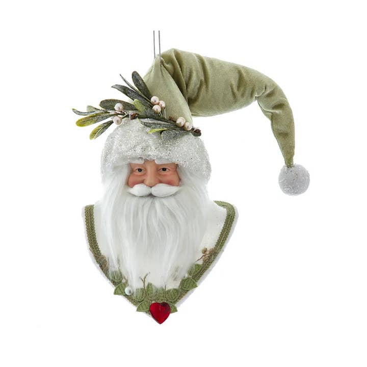 9" Mistletoe Kisses Santa Head Ornament for wholesale by Kurt S. Adler, Inc.