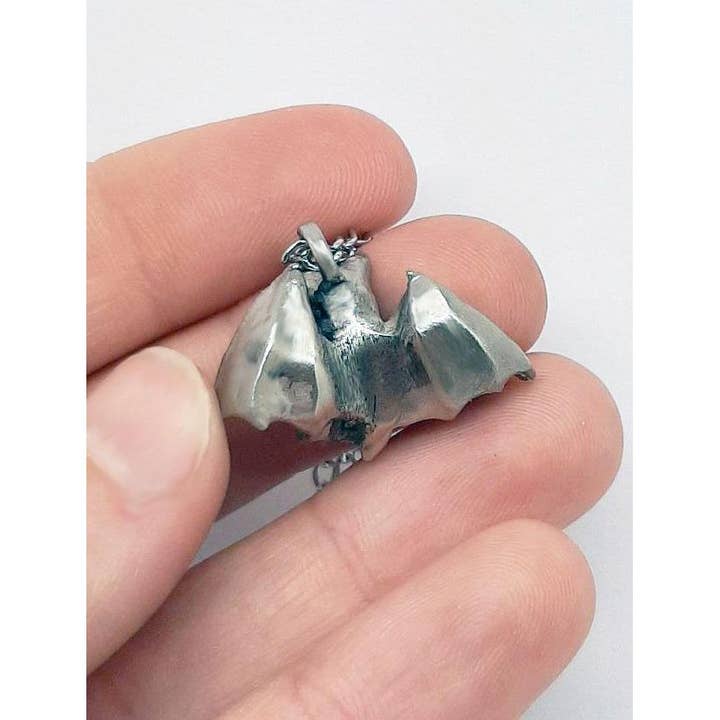 The Sparkling Pebble - Wholesale Pendant/Charm Necklace - Bat Pendant in Pewter1
