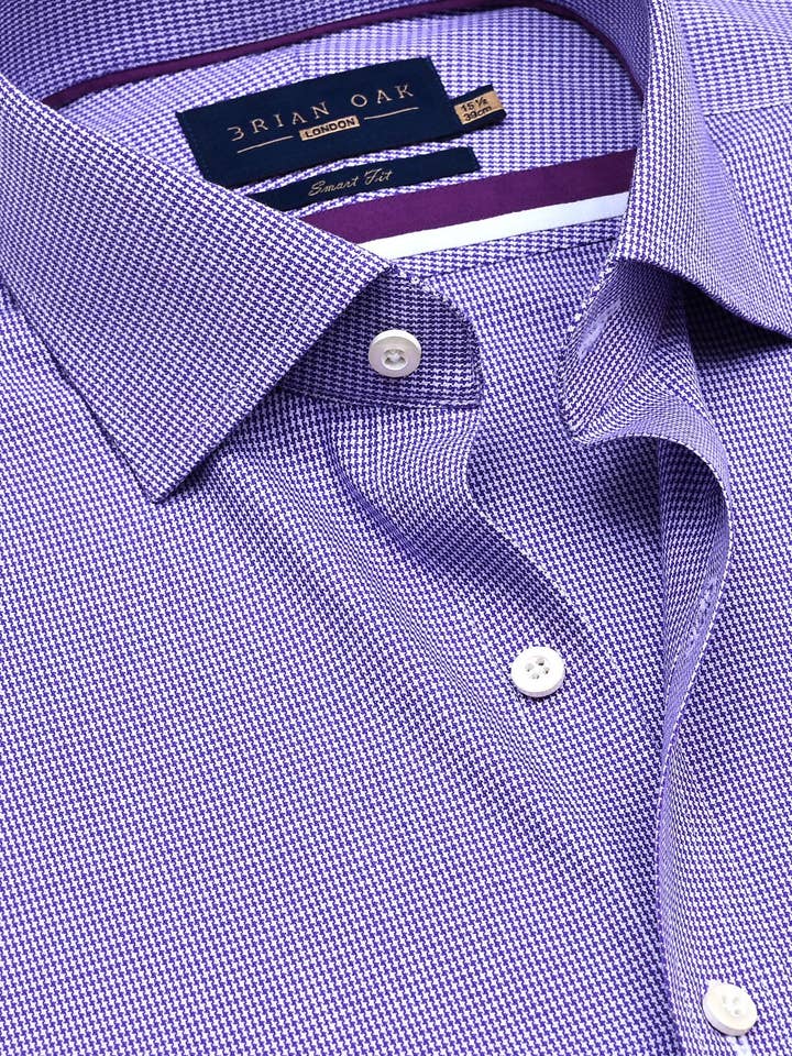 Purple Houndstooth Check Shirt for wholesale by Brian Oak Limited