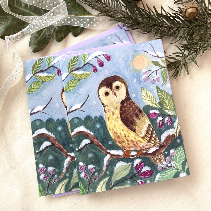 Winter Owl Greeting Card for wholesale by In My Backyard