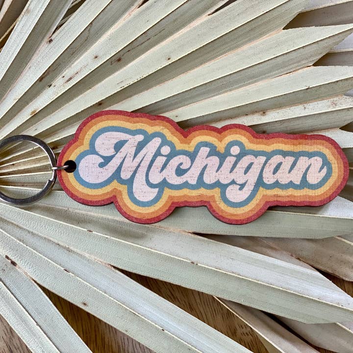 Feather and Birch - Wholesale Keychain - Unisex - Retro Custom Word State City Keychain