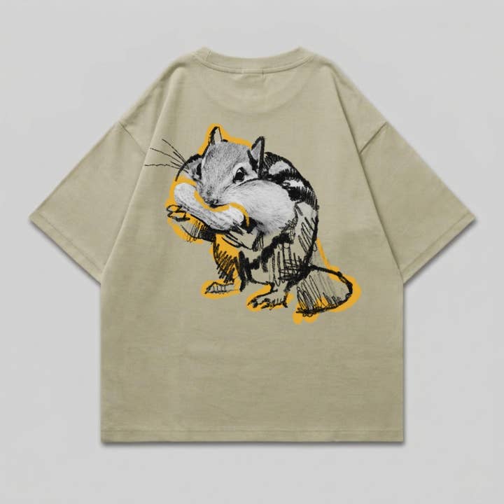 Men's boxy chipmunk T-shirt for wholesale by Mary Cotton Couture