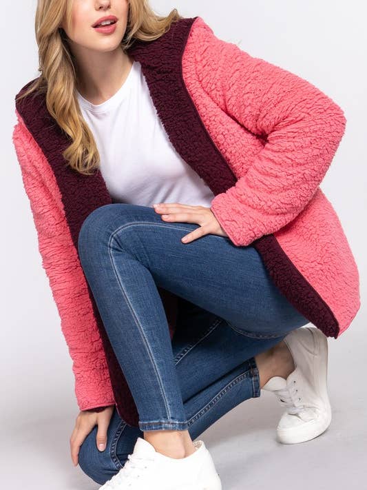 Active Basic | Active USA - Wholesale Fur/Faux Fur Coat - Women's - Long Sleeve Hoodie Faux-fur Reversible Jacket0