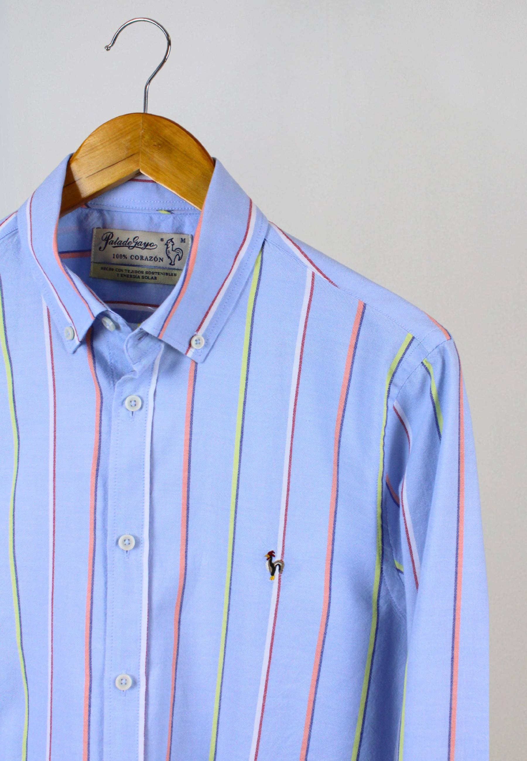 Patadegayo - Wholesale Button Down Shirt - Men's - Multicolor light blue vertical striped shirt