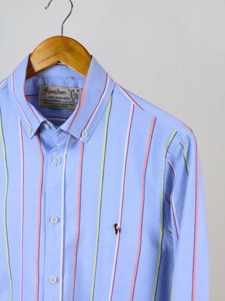 Camisa de rayas verticales multicolor celeste para venta al por mayor de Patadegayo
