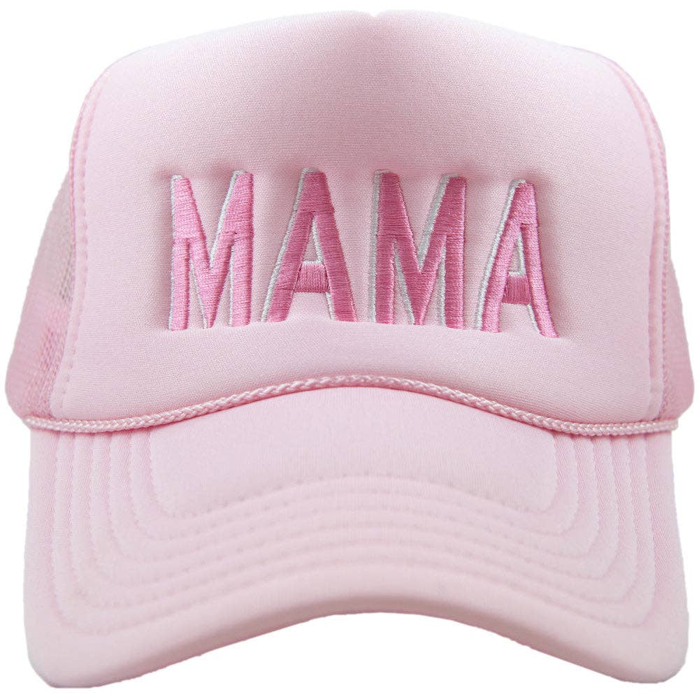 Light Pink MAMA (Pink and White) Foam Trucker Hat for wholesale on Faire1