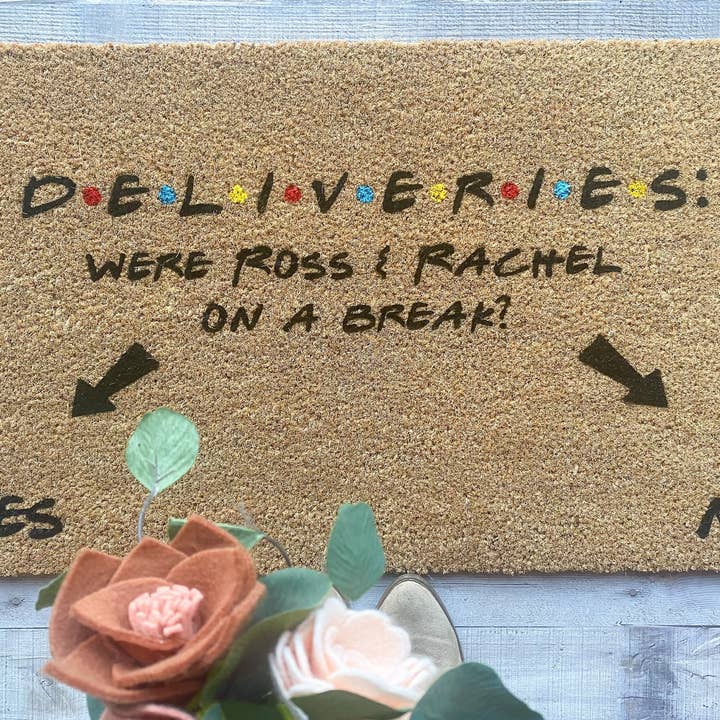 Friends Doormat - Ross and Rachel Theme for wholesale by PaintedStorkDesigns