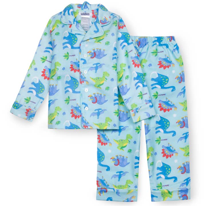 Dinosaur Land Flannel Pajamas, Size 8 for wholesale by Wildkin