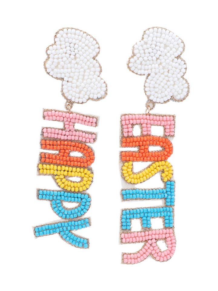 Happy Easter Rabbit Post Drop Earrings for wholesale by Urbanista Outlet