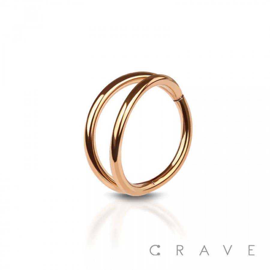 CRAVE - Wholesale Hoop Earrings - DOUBLE RING 316L SURGICAL STEEL HINGED SEGMENT HOOP RING1
