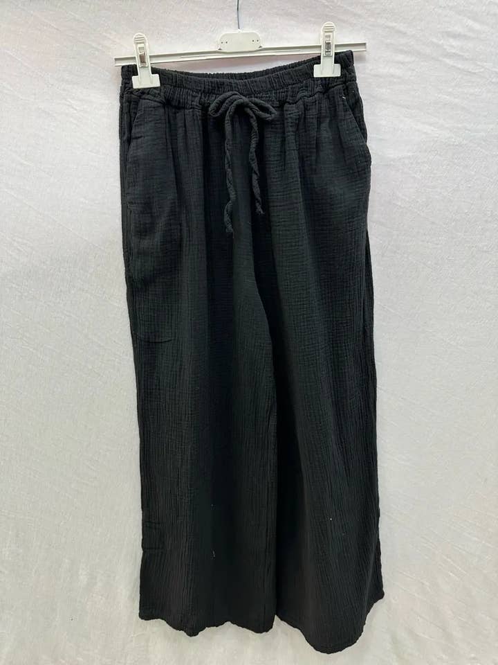 Mimi & Gogo - Wholesale Pants - Women's - Cotton gauze pants with pockets @5375_PGazePoches7