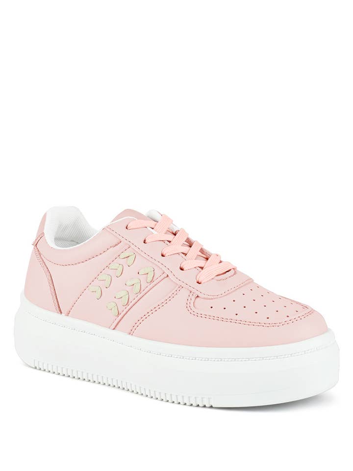 Rag Company – wholesale Lifestyle trainers – Women′s – Monigue Faux Leather Cross Stitch Detail Sneakers5