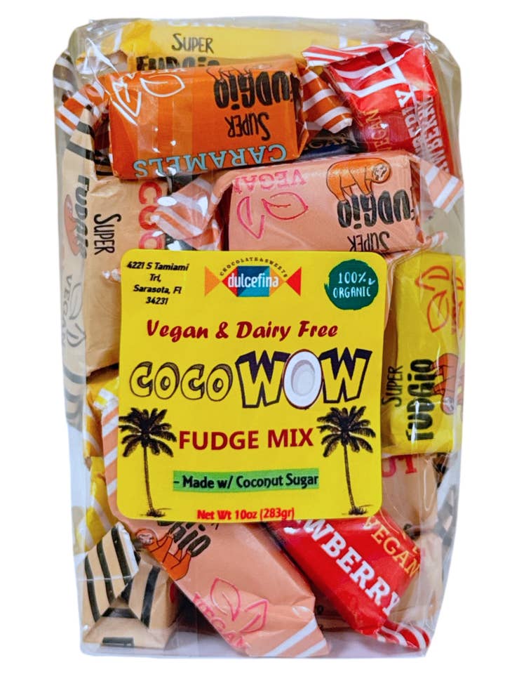 Vegan & Dairy Free Assorted Fudges 10oz Bag for wholesale by Dulcefina Chocolate and Sweets