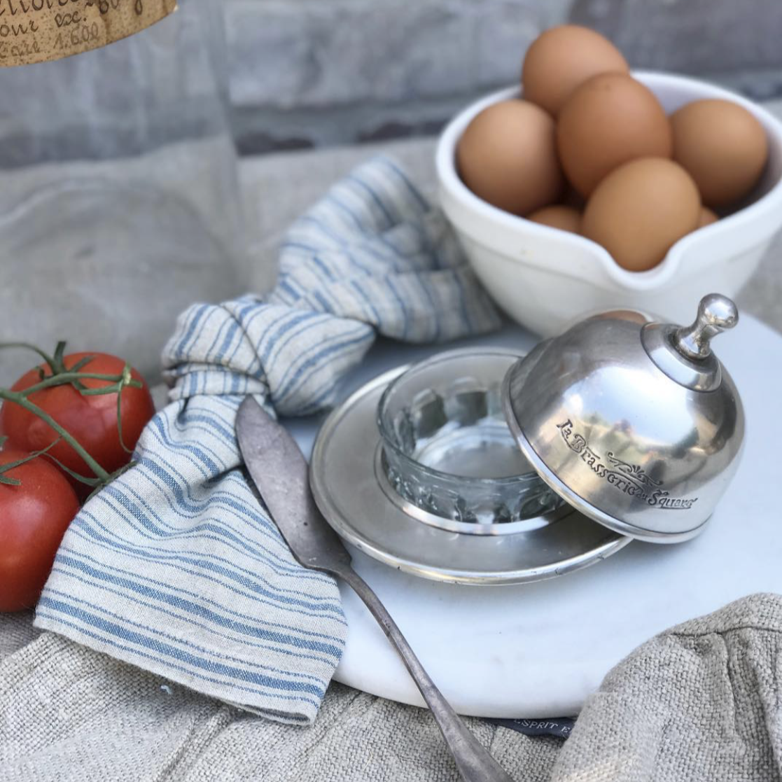 Boat Stripe Linen Natural & Blue Napkins 20x20 - Set of 4 for wholesale on Faire2