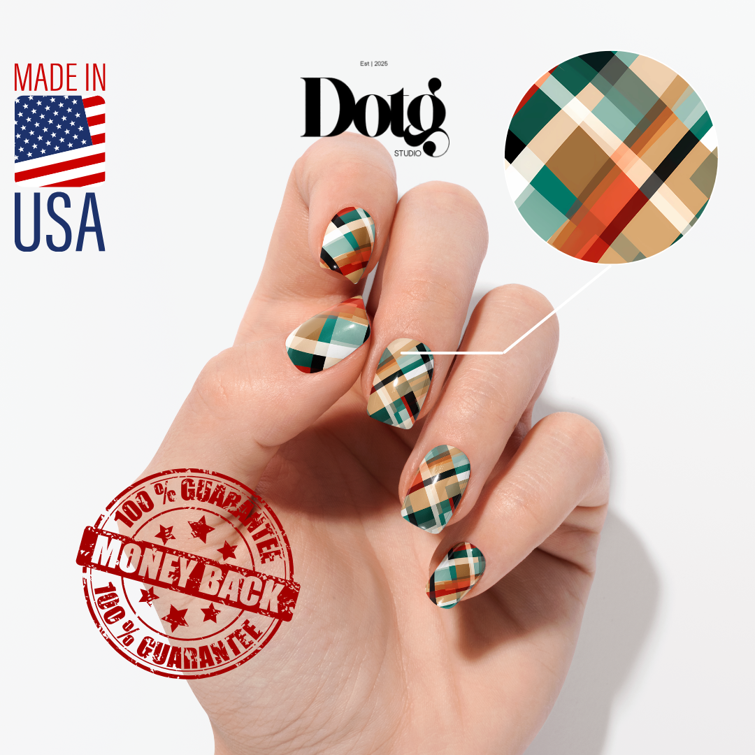 Design on The Go Studio - Wholesale Nail Art/Decal - Fall Plaid Nail Wraps DIY Manicure & Pedicure Retro Stickers2