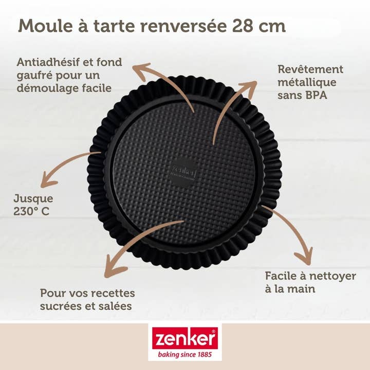 Zenker – Engroshandel Bageform – Zenker Sort Metallisk Op og ned Pie Fad 30 cm