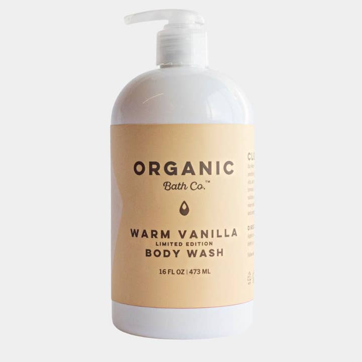 Gel douche chaud à la vanille pour la vente par Organic Bath Co.