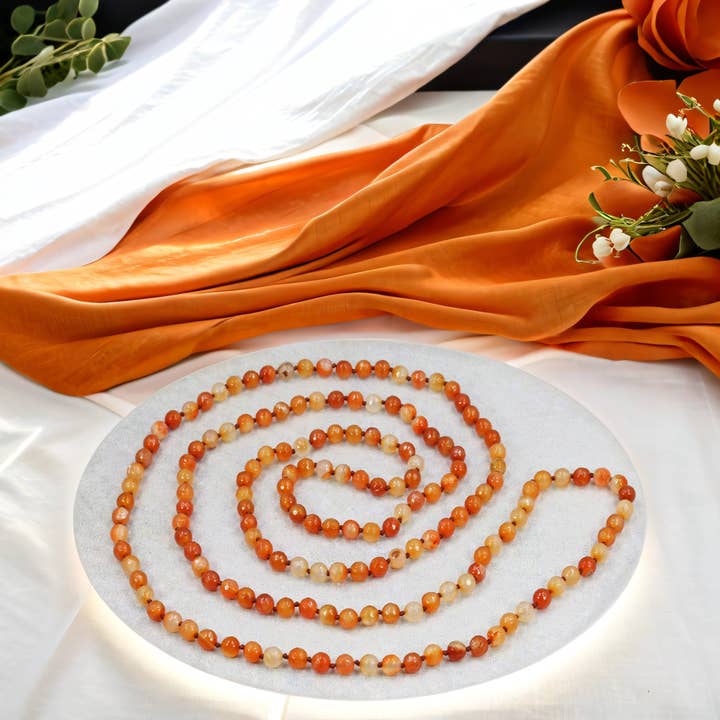 Colar Infinito Carneliano Polido 60" 8MM por atacado de IST Jewelry