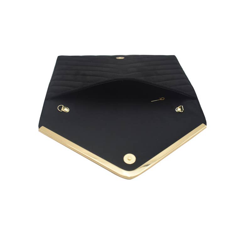Belle Trading Ltd – wholesale Clutch bag – women's – Penny Gold Edge Quilted Envelope Clutch Bag
