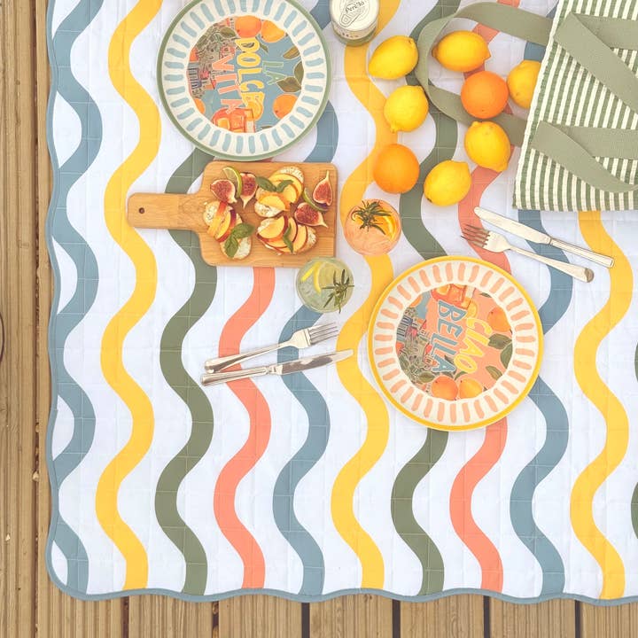 Portofino Wavy Stripe Large Picnic Blanket 150 x 150cm for wholesale by Navigate Ltd