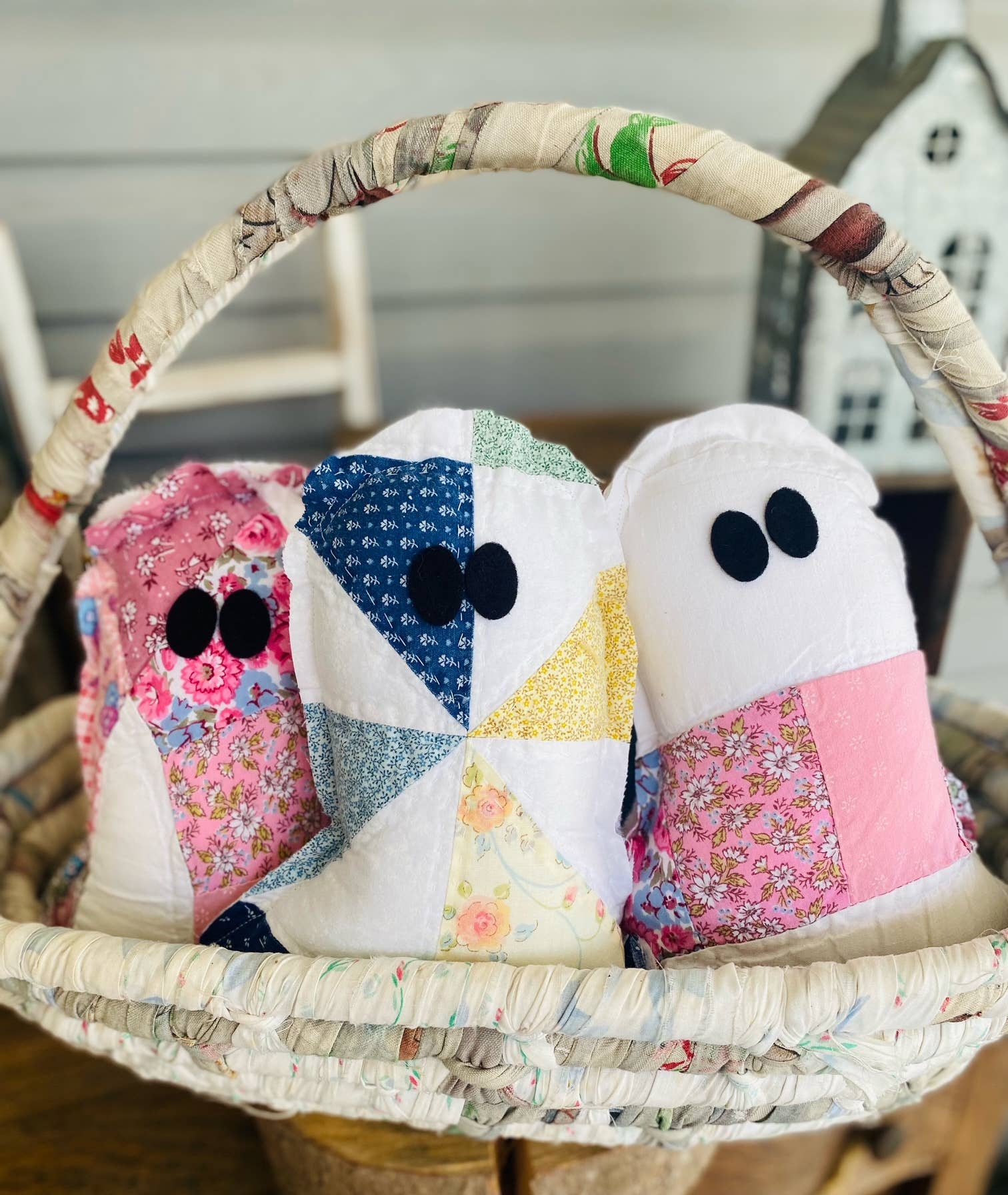 A Gnome on the Roam - Wholesale Decorative Tabletop Object - Handmade Vintage Quilt Ghost Pillow Spooky Halloween Decor6