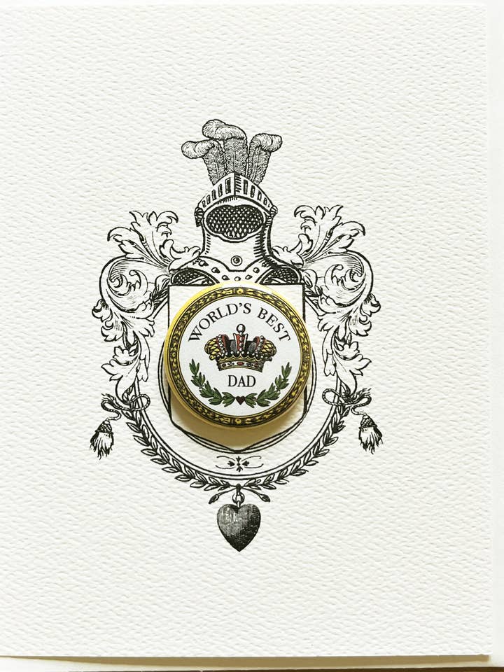 Melhor Pai do Mundo c/botão de alfinete Cartão de felicitações A2 por atacado de P. Flynn Design / Phun House