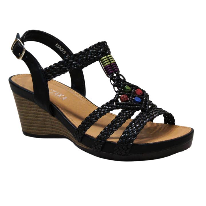 A68009 Women braided wedges- bohemian summer ladies sandals for wholesale by Top Staka