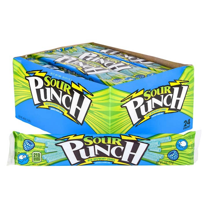 La Luna Bella - Toys - Wholesale Hard Candy - SOUR PUNCH BLUE RASPBERRY STRAWS - LLB Candy