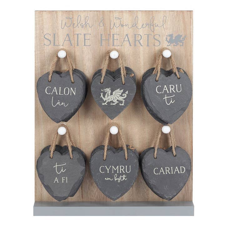 Small Welsh Slate Hanging Heart for wholesale by Something Different Wholesale