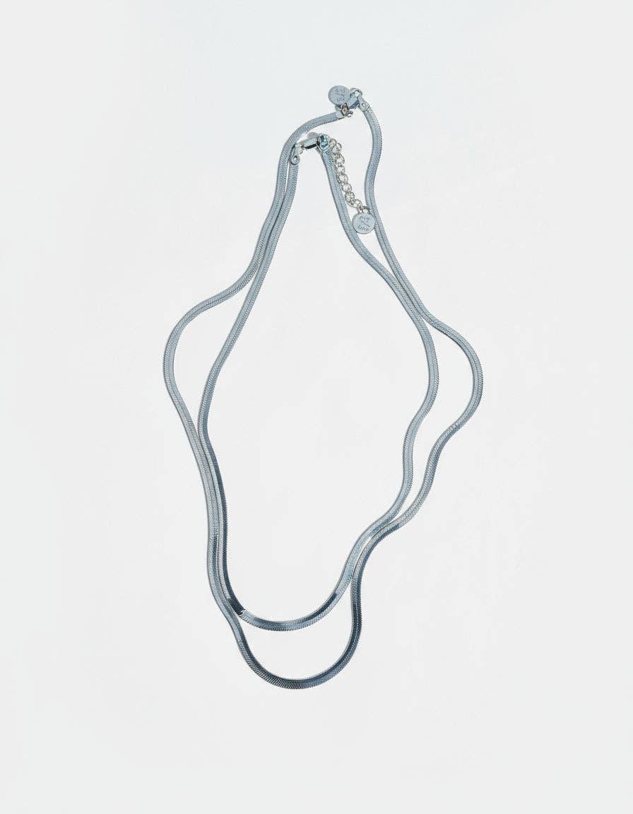 Dea Dia - Wholesale Link & Chain Necklace - Slinky Silver Herringbone Chain Necklace7