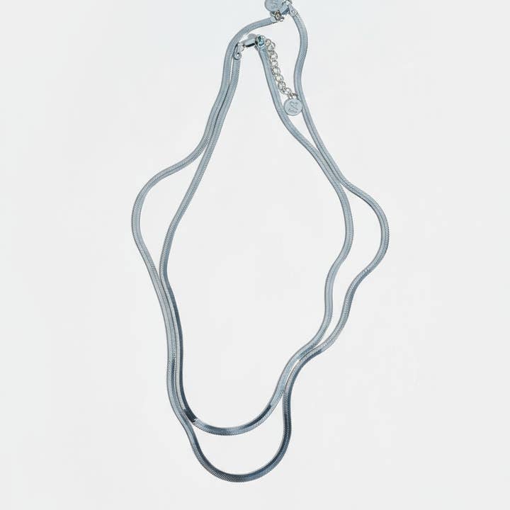 Dea Dia - Wholesale Link & Chain Necklace - Slinky Silver Herringbone Chain Necklace7