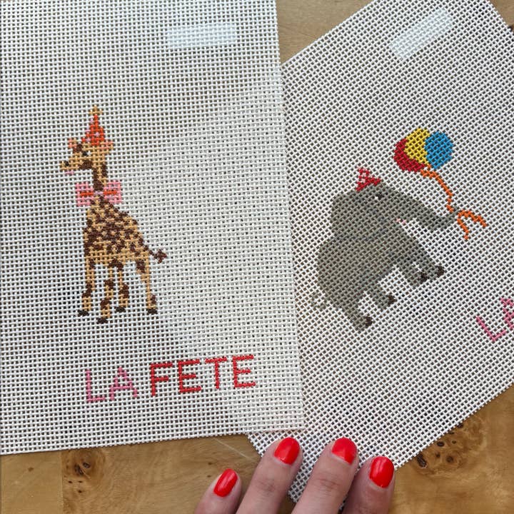 Party Animals - Giraffe Needlepoint Canvas for wholesale by La Fete Needlepoint