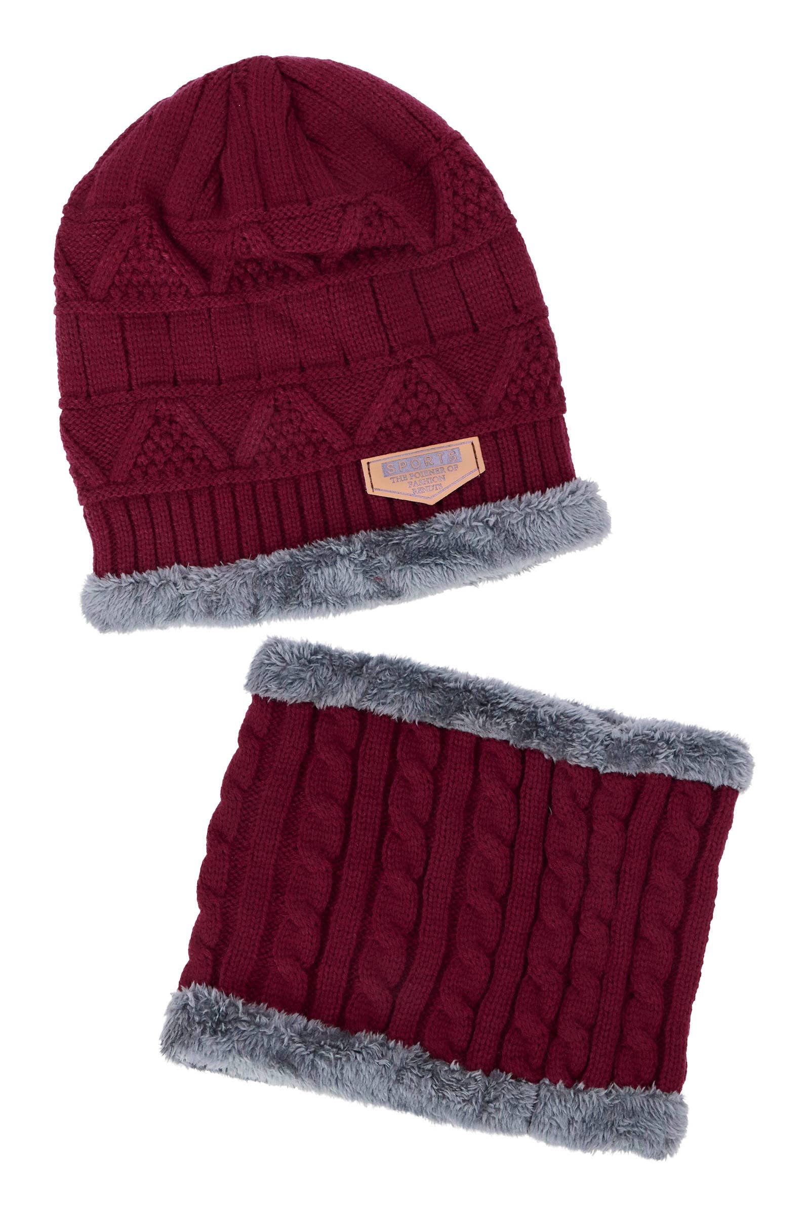 ASSORTED Dark Neutrals 2-piece Knit Fur Beanie Scarf for wholesale on Faire8