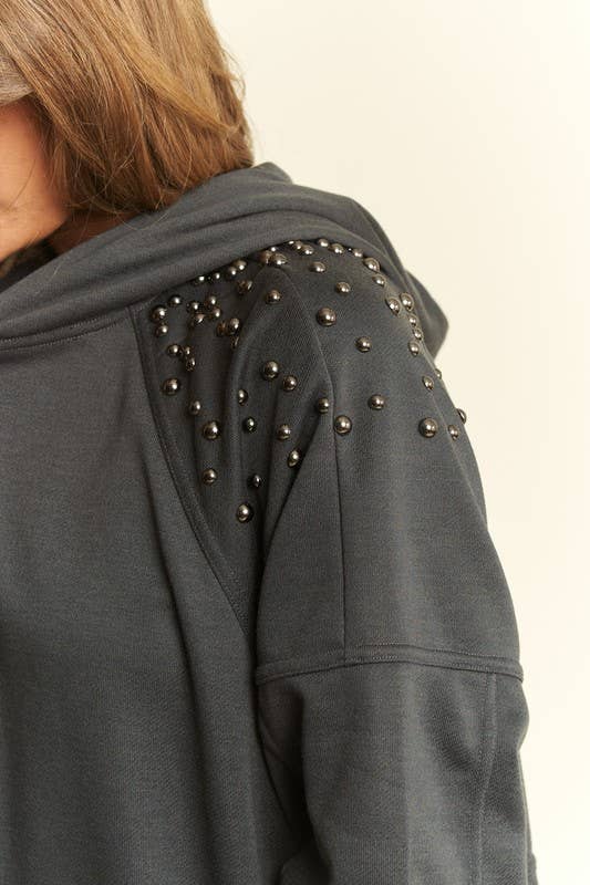 JADE BY JANE - Vendita all'ingrosso Felpa con cappuccio - Donna - FELPA CON CAPPUCCIO E BORCHIE JJT504411