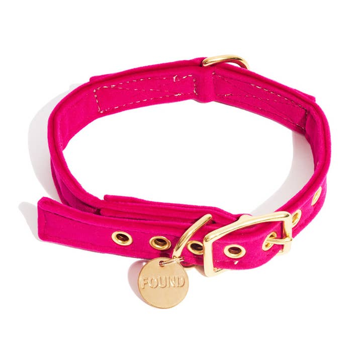 Original Pink Washable Velvet Cat & Dog Collar for wholesale by Found My Animal