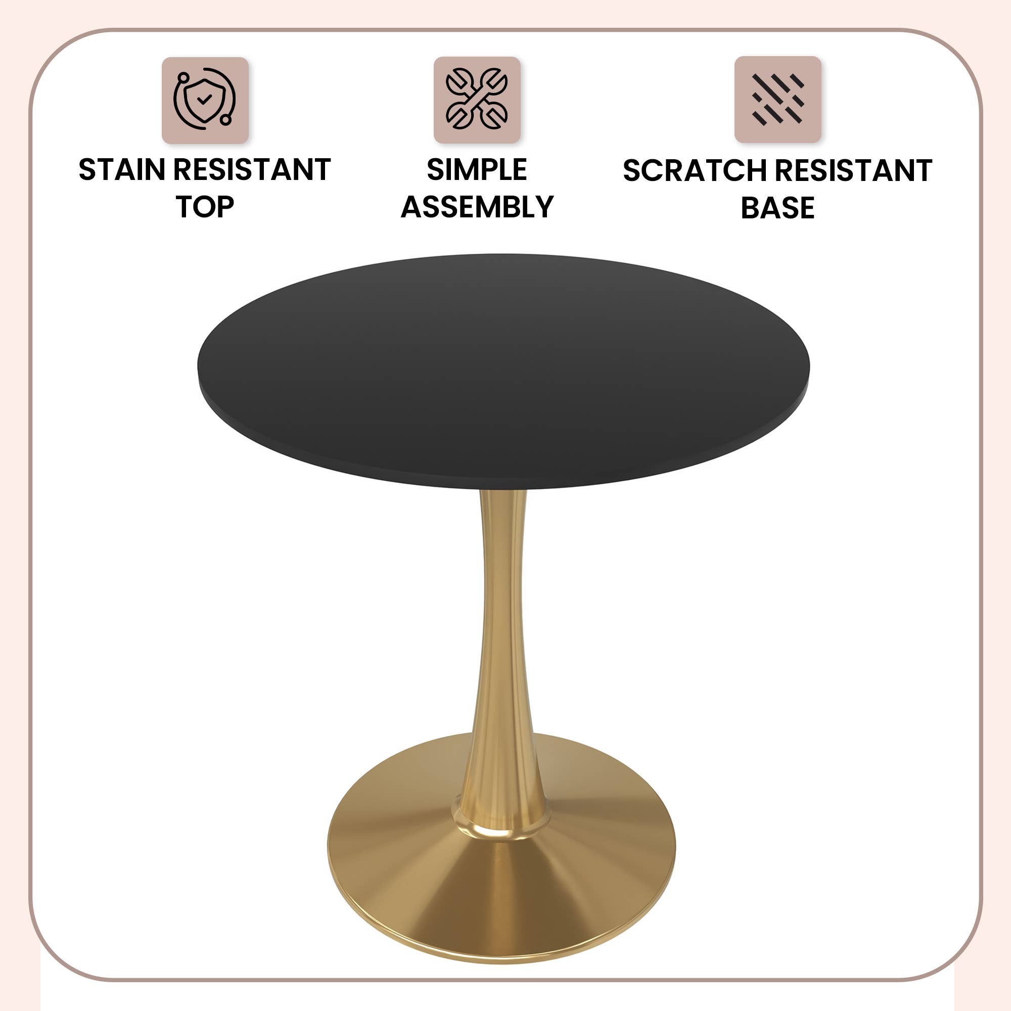 LeisureMod - Wholesale Side Table - Bristol Round Dining Table with MDF Wood Top and Gold Base18