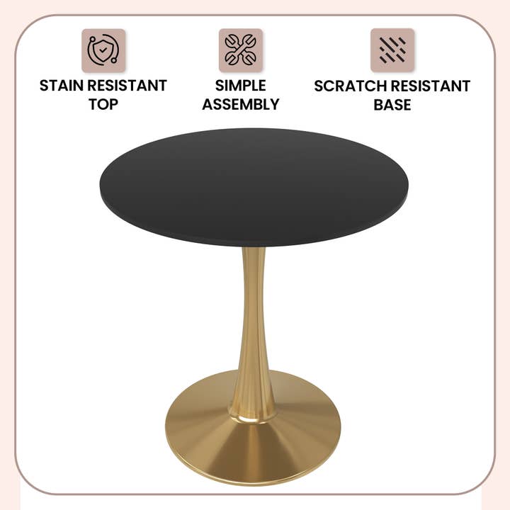 LeisureMod - Wholesale Side Table - Bristol Round Dining Table with MDF Wood Top and Gold Base18