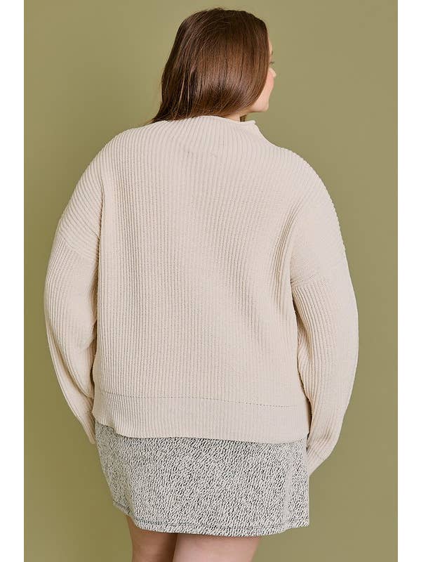 GILLI - Wholesale Knit Sweater - Women's - Plus Mock Neck Cocoon Sleeve Sweater