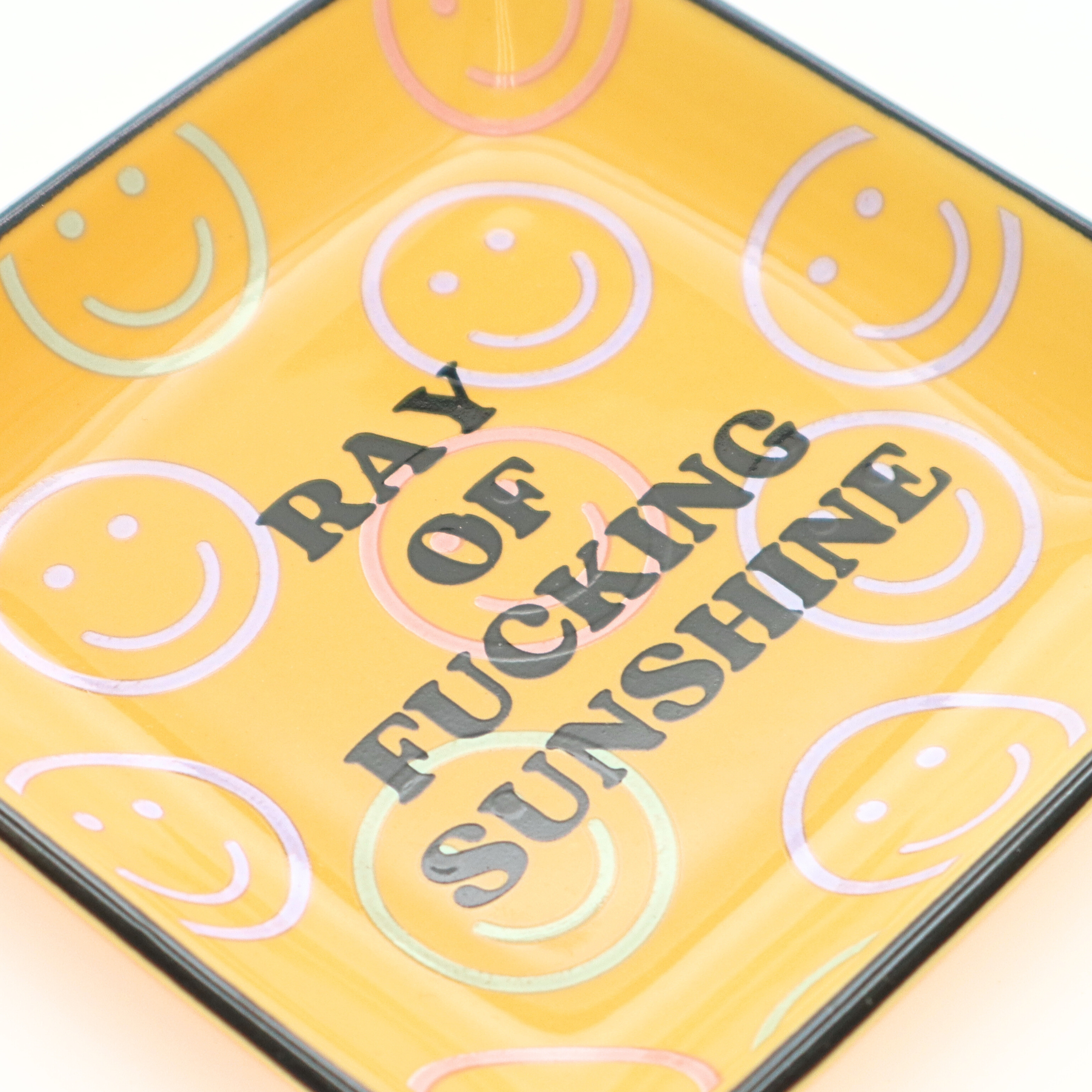 Properly Improper - Wholesale Jewelry Dish - Square Trinket Tray Ray of Fucking Sunshine W/ Smiley Faces1